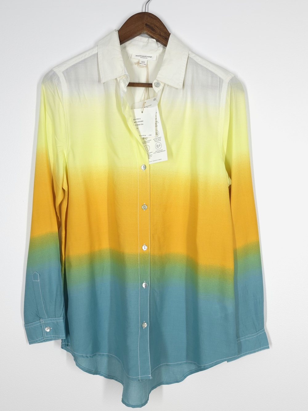 BeachLunchLounge Sydney Ombre Button Down Shirt Size S NWT Colorblock